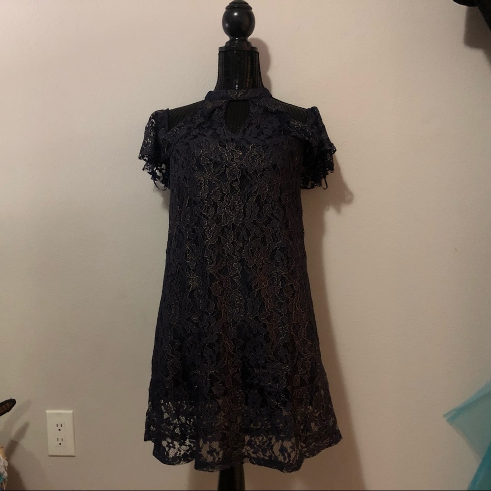 NWT Blue & Gold hue Lace Dress